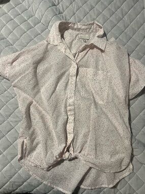 Lucky Brand Pale Pink Short Sleeve Button Front Blouse